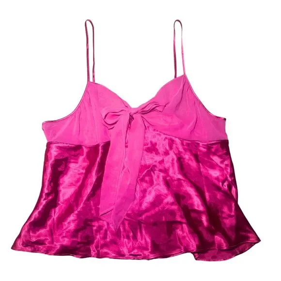 Retro Y2K Style Pink Satin Size XL 1X Fairy Whimsygoth Cami Lingerie Crop Top - Picture 3 of 4